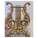 Vintage Gilt Cast Iron Musical Magazine Rack or Sheet Music Holder Vintage Gilt Cast Iron Musical Magazine Rack or Sheet Music Holder