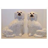 Large Pair of Genuine Antique Victorian Staffordshire Spaniel Ceramic Dogs Large Pair of Genuine Antique Victorian Staffordshire Spaniel Ceramic Dogs