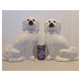 Large Pair of Genuine Antique Victorian Staffordshire Spaniel Ceramic Dogs Large Pair of Genuine Antique Victorian Staffordshire Spaniel Ceramic Dogs