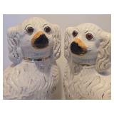 Large Pair of Genuine Antique Victorian Staffordshire Spaniel Ceramic Dogs Large Pair of Genuine Antique Victorian Staffordshire Spaniel Ceramic Dogs
