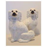 Large Pair of Genuine Antique Victorian Staffordshire Spaniel Ceramic Dogs Large Pair of Genuine Antique Victorian Staffordshire Spaniel Ceramic Dogs