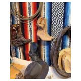 Group of Vintage Old Western Gear - Boots w/Old Spurs, Lassos & Hats Group of Vintage Old Western Gear - Boots w/Old Spurs, Lassos & Hats