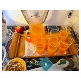 Nice Looking Vintage Mid Century Orange Juice Pitcher & Glasses Set Nice Looking Vintage Mid Century Orange Juice Pitcher & Glasses Set