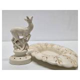 Vintage RED WING Art Pottery Deer Flower Frog w/Original Base Vintage RED WING Art Pottery Deer Flower Frog w/Original Base