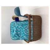 Basket w/utensils and oven gloves