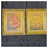 2 Vintage oil on canvas Floral Pictures