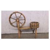 Vintage Spinning Wheel Flower Pot