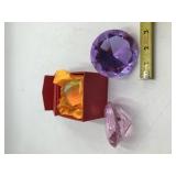 3 Glass Prismatic Crystal Paperweights