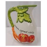 Pitcher - Vintage Ceramic Tomato & Carrot Motif with Vitamins, vigor and vitality Pitcher - Vintage Ceramic Tomato & Carrot Motif with Vitamins, vigor and vitality