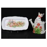 Rabbit-Themed Ceramic Platter & Rabbit Head Watering Can Set Rabbit-Themed Ceramic Platter & Rabbit Head Watering Can Set