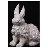 White Ceramic Rabbit Figurine - Includes 3 Decorated Easter Eggs White Ceramic Rabbit Figurine - Includes 3 Decorated Easter Eggs