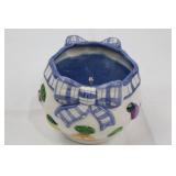 Blue Stripe Bow Rim Ceramic Dinnerware Set with Fruit Motifs (Plates, Mugs) Blue Stripe Bow Rim Ceramic Dinnerware Set with Fruit Motifs (Plates, Mugs)