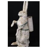 Three Rabbit Figurines with Baskets - Rustic Weathered Finish Three Rabbit Figurines with Baskets - Rustic Weathered Finish