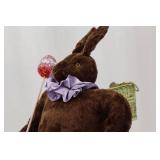 Brown Plush Bunny - Purple Scarf, Glitter Lollipop Wand, Basket & Green Base Brown Plush Bunny - Purple Scarf, Glitter Lollipop Wand, Basket & Green Base