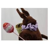 Brown Plush Bunny - Purple Scarf, Glitter Lollipop Wand, Basket & Green Base Brown Plush Bunny - Purple Scarf, Glitter Lollipop Wand, Basket & Green Base