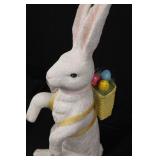 White Plush Easter Bunny with Yellow Backpack Basket and Colorful Eggs White Plush Easter Bunny with Yellow Backpack Basket and Colorful Eggs