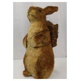 Vintage Felt Rabbit with Wicker Backpack - Primitive Folk Art Figurine Vintage Felt Rabbit with Wicker Backpack - Primitive Folk Art Figurine