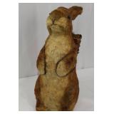 Vintage Felt Rabbit with Wicker Backpack - Primitive Folk Art Figurine Vintage Felt Rabbit with Wicker Backpack - Primitive Folk Art Figurine