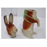 Rabbit Figurines - Brown/Orange & White with Green Backpack (2-pack) Rabbit Figurines - Brown/Orange & White with Green Backpack (2-pack)