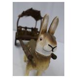 Rabbit with Wagon - Vintage German Paper Mache, 52 Inches Long Rabbit with Wagon - Vintage German Paper Mache, 52 Inches Long