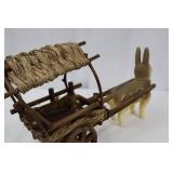 Rabbit with Wagon - Vintage German Paper Mache, 52 Inches Long Rabbit with Wagon - Vintage German Paper Mache, 52 Inches Long