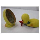 Vintage German Paper Mache Duck Figurine - 5 in Tall, Yellow with Red Beak Vintage German Paper Mache Duck Figurine - 5 in Tall, Yellow with Red Beak