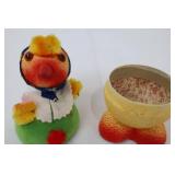 Vintage 1950s German Felt Bird Plush - Floral Blue Scarf, 5 Inches Tall Vintage 1950s German Felt Bird Plush - Floral Blue Scarf, 5 Inches Tall