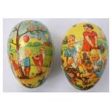 Pair of West German Vintage Easter Eggs - Hand-Painted Scenes Pair of West German Vintage Easter Eggs - Hand-Painted Scenes