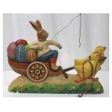 Rabbit in Wagon Figurine with Duck Pullers - Hand-Painted Easter Decor, Approximately 18 in Rabbit in Wagon Figurine with Duck Pullers - Hand-Painted Easter Decor, Approximately 18 in