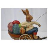 Rabbit in Wagon Figurine with Duck Pullers - Hand-Painted Easter Decor, Approximately 18 in Rabbit in Wagon Figurine with Duck Pullers - Hand-Painted Easter Decor, Approximately 18 in