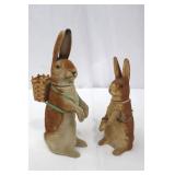 Vintage German Rabbit Figurines - 2-Piece Set with Basket, 9-inch Tall Bunny Vintage German Rabbit Figurines - 2-Piece Set with Basket, 9-inch Tall Bunny