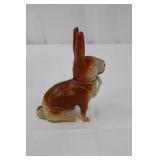Vintage Ceramic Rabbit Figurines - Pair (Large Standing & Small Seated) with Ribbon Vintage Ceramic Rabbit Figurines - Pair (Large Standing & Small Seated) with Ribbon