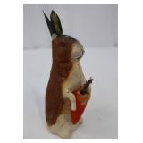 German Papier-Mache Easter Bunny Collectible - Carrot Holder with Evergreen Sprig German Papier-Mache Easter Bunny Collectible - Carrot Holder with Evergreen Sprig