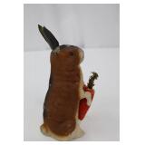 German Papier-Mache Easter Bunny Collectible - Carrot Holder with Evergreen Sprig German Papier-Mache Easter Bunny Collectible - Carrot Holder with Evergreen Sprig