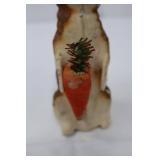 German Papier-Mache Easter Bunny Collectible - Carrot Holder with Evergreen Sprig German Papier-Mache Easter Bunny Collectible - Carrot Holder with Evergreen Sprig