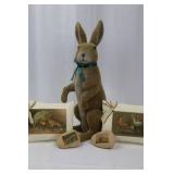 Flecked Bunny Plush 18 in Tall - Teal Ribbon Easter Decor Flecked Bunny Plush 18 in Tall - Teal Ribbon Easter Decor