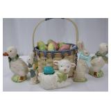 Midwest of Cannon Falls Teena Flanner Easter Figurines - Basket with Pastel Eggs & Bunnies Midwest of Cannon Falls Teena Flanner Easter Figurines - Basket with Pastel Eggs & Bunnies