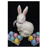 Teena Flanner Collection Bunny - 13in with 12 Painted Wooden Eggs Teena Flanner Collection Bunny - 13in with 12 Painted Wooden Eggs