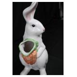Ceramic Bunny Pitcher with Carrot Spout - 12.5 in Tall & 7 Wooden Decorated Eggs Ceramic Bunny Pitcher with Carrot Spout - 12.5 in Tall & 7 Wooden Decorated Eggs
