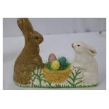 Ceramic Easter Bunny Figurines Lot - 2 Tall Brown Bunnies, 6 Eggs, 2 Kittens, Bunny & Rabbit Minis Ceramic Easter Bunny Figurines Lot - 2 Tall Brown Bunnies, 6 Eggs, 2 Kittens, Bunny & Rabbit Minis