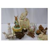 Vintage Easter Bunny Figurines Lot - 8 Pieces, Hong Kong Made Vintage Easter Bunny Figurines Lot - 8 Pieces, Hong Kong Made
