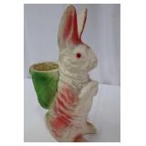 Ceramic Rabbit Planter - White with Red Ears, Green Planter on Back Ceramic Rabbit Planter - White with Red Ears, Green Planter on Back