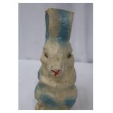 Bunny Planter - Vintage Paper-Mache, White with Blue Accents Bunny Planter - Vintage Paper-Mache, White with Blue Accents