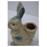 Bunny Planter - Vintage Paper-Mache, White with Blue Accents Bunny Planter - Vintage Paper-Mache, White with Blue Accents