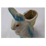 Vintage Papiér-Mâché Bunny Planter - White with Blue Ears Vintage Papiér-Mâché Bunny Planter - White with Blue Ears