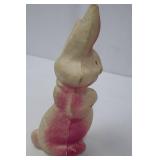 Pink Vintage Bunny - Paper Mache Figurine, 9 1/2 in tall x 4 in base Pink Vintage Bunny - Paper Mache Figurine, 9 1/2 in tall x 4 in base