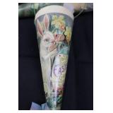 Vintage Easter Decor Lot - 6 Paper Cones, 3 Paper Pails, 1 Bucket, 2 Bunny Chairs Vintage Easter Decor Lot - 6 Paper Cones, 3 Paper Pails, 1 Bucket, 2 Bunny Chairs