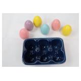 Two Rabbit Adirondack Chairs - Blue & Pink with Easter Decor & Painted Eggs Two Rabbit Adirondack Chairs - Blue & Pink with Easter Decor & Painted Eggs