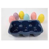 Two Rabbit Adirondack Chairs - Blue & Pink with Easter Decor & Painted Eggs Two Rabbit Adirondack Chairs - Blue & Pink with Easter Decor & Painted Eggs