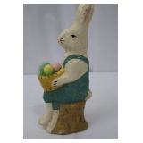 Handmade E. Smith Glass Easter Bunny Figurines with Basket & Pink Glass Dish Handmade E. Smith Glass Easter Bunny Figurines with Basket & Pink Glass Dish